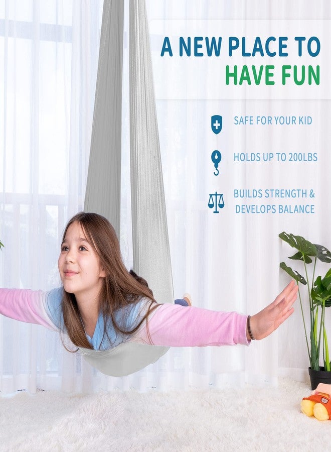 OUTREE Sensory Swing for Kids with 360° Swivel Hanger, Indoor Therapy Swing Great for Autism, ADHD, Sensory Processing Disorder, and Autistic Children (Gray) - Image 2